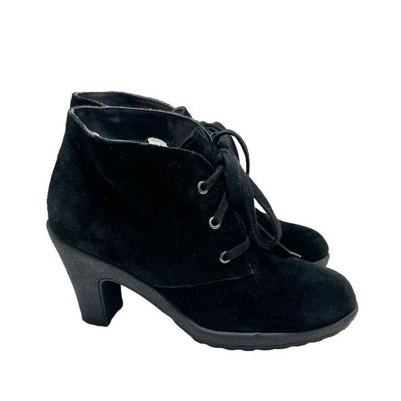 Aerosoles Ruffalo Wing Lace Up Suede Leather Heeled Heelrest Ankle Boots Black 6 - Picture 13 of 13